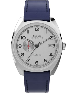 Marlin Sub Dial Automatic 39mm Leather Strap Watch Stainless-Steel/Blue/Silver-Tone large