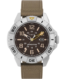 Expedition North Ridge 42mm Recycled Materials Fabric Strap Watch Silver-Tone/Tan/Brown large