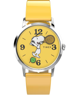 Timex Marlin Hand Wound x Snoopy Tennis Reissue 34mm Leather Strap Watch Stainless-Steel/Yellow large