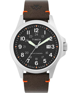 Expedition North Field Solar 41mm Eco Friendly Leather Strap Watch Stainless-Steel/Brown/Black large