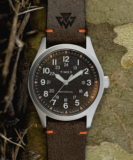 Expedition North Field Mechanical 38mm Eco Friendly Leather Strap Watch Stainless-Steel/Brown/Black large