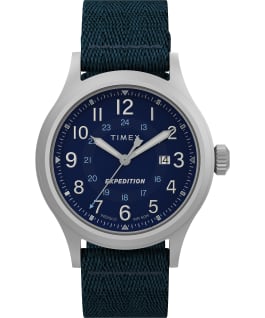 Expedition North Sierra 40mm Recycled Materials Fabric Strap Watch Silver-Tone/Blue large