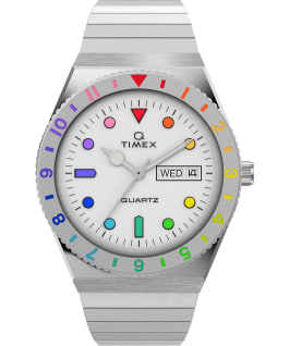 Q Timex Rainbow 36mm Stainless Steel Expansion Band Watch Silver-Tone large