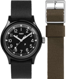 Timex x POP MK1 36mm Fabric Strap Watch Black large