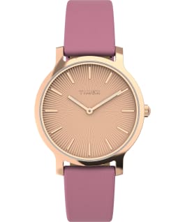 Transcend 34mm Leather Strap Watch Rose-Gold-Tone/Pink large