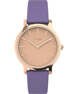 Transcend 34mm Leather Strap Watch Rose-Gold-Tone/Purple large