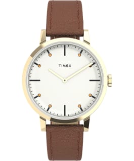 Midtown 36mm Leather Strap Watch Gold-Tone/Brown/Cream large