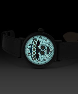 Timex Standard D&iacute;a de los Muertos 40mm Leather Strap Watch Black/Orange large