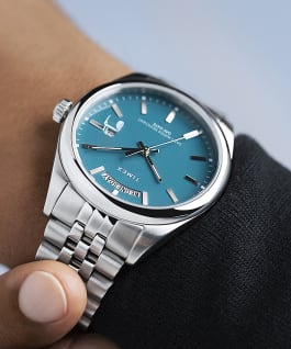 Legacy Day and Date 41mm Stainless Steel Bracelet Watch Stainless-Steel/Teal large