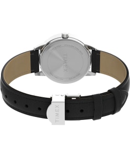 Easy Reader 30mm One Time Adjustable Leather Strap Watch Silver-Tone/Black/White large