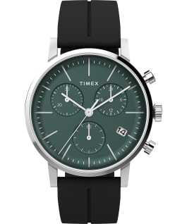 Midtown Chronograph 40mm Synthetic Rubber Strap Watch Stainless-Steel/Black/Green large