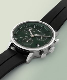 Midtown Chronograph 40mm Synthetic Rubber Strap Watch Stainless-Steel/Black/Green large