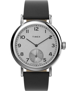 Timex Standard Sub Second 40mm Apple Skin Leather Strap Watch Silver-Tone/Black large