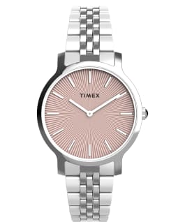 Transcend 34mm Textured Dial with Stainless Steel Bracelet Watch Silver-Tone/Stainless-Steel/Pink large