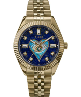 Timex Legacy X Jacquie Aiche 36mm Tribe Eye with Heart Stainless Steel Bracelet Watch Gold-Tone/Blue large