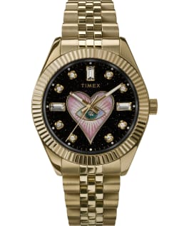 Timex Legacy X Jacquie Aiche 36mm Tribe Eye with Heart Stainless Steel Bracelet Watch Gold-Tone/Black large
