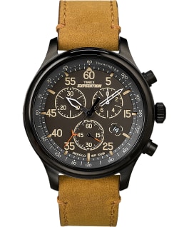 Expedition Field Chronograph 43mm Leather Watch Black/Tan large