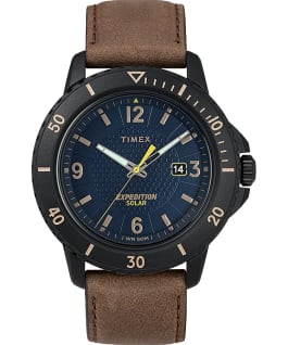 Expedition Gallatin Solar 44mm Leather Strap Watch Black/Brown/Blue large