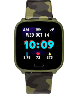 iConnect by Timex Kids Active 37mm Resin Strap Smartwatch Green/Camo large