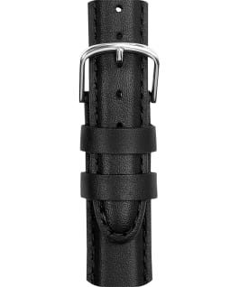 18mm Mens Leather Strap with Silver Buckle Black large