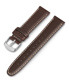 20mm Leather Strap with White Stiching Brown large
