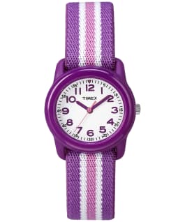 Kids Analog 29mm Elastic Fabric Watch Purple/White large