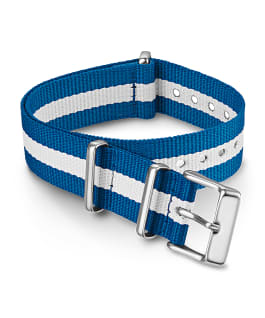 18mm Striped Fabric Slip-Thru Double Layer Strap Blue large