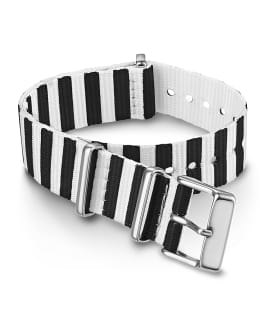 18mm Striped Fabric Slip-Thru Double Layer Strap Black large
