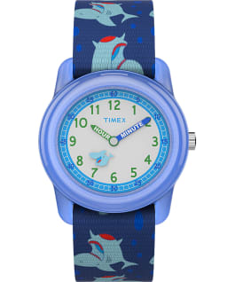 Timex Time Machines 29MM Blue Shark Elastic Fabric Kids Watch