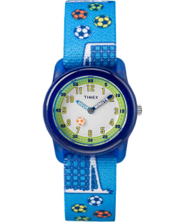 Timex Time Machines 29MM Blue Soccer Elastic Fabric Kids Watch