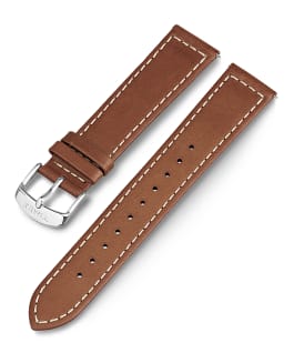 20mm Leather with White Stitching Replacement Strap Brown large