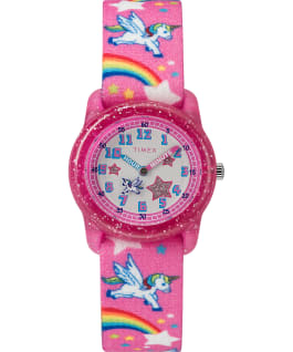 Timex Time Machines 29MM Rainbow Unicorn Pink Elastic Fabric Kids Watch