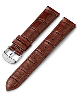 20mm Crocodial Pattern Leather Strap Brown large