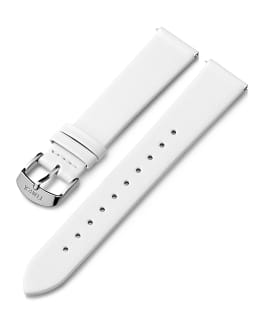 18mm Silver Tone Buckle Leather Strap White large