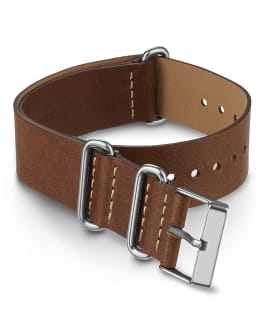 20mm Leather Slip Thru Double Layer Strap Brown large