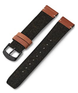 20mm Leather and Fabric Strap Black large