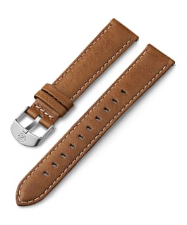 18mm Leather with White Stitching Strap Tan large