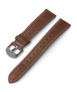 18mm Leather with White Stitching Strap Brown large