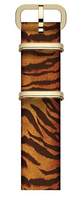 16mm Leather Slip Thru Single Layer Strap With Animal Prints Brown large