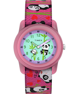 Kids Analog 28mm Elastic Fabric Strap Watch With Animal Prints Pink/Blue large