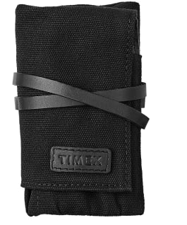 Canvas And Leather Roll For Four Watches Unisex Timex Watch Black