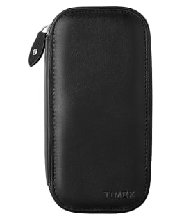 Leather Mini-Folio Case For Two Watches Unisex Timex Watch Black