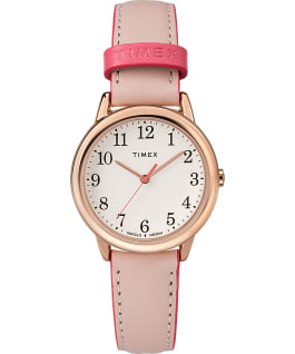 Easy Reader with Timex Pay 30mm Leather Strap Watch Rose-Gold-Tone/Pink/Cream large
