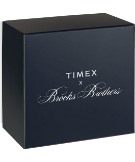 Timex X Brooks Brothers Marlin Automatic 38mm Leather Strap and Fabric Strap Set Stainless-Steel/Brown/Cream large