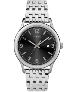 New England 36mm Stainless Steel Bracelet Watch AMZ Silver-Tone/Stainless-Steel/Black large