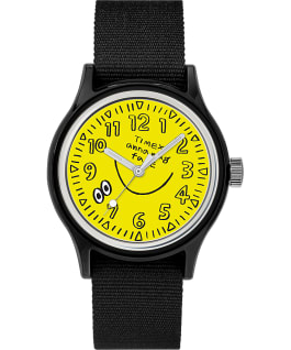Timex x Face x Anna Analog Life 36mm Fabric Strap Watch Black/Yellow large