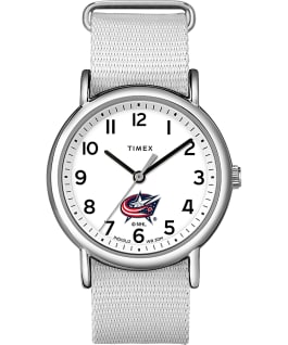 Weekender Columbus Blue Jackets Women's Timex Watch Silver-Tone/White