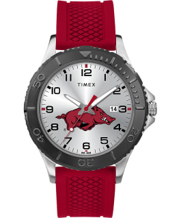 Gamer Red Arkansas Razorbacks Men's Timex Watch Silver-Tone/Red/Silver-Tone