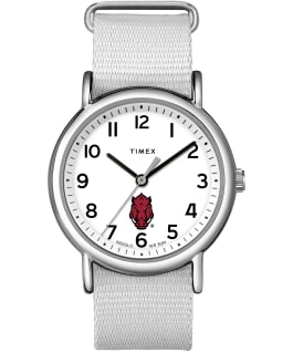 Weekender Arkansas Razorbacks Women's Timex Watch Silver-Tone/White