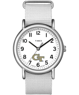 Weekender Georgia Tech Yellow Jackets Women's Timex Watch Silver-Tone/White